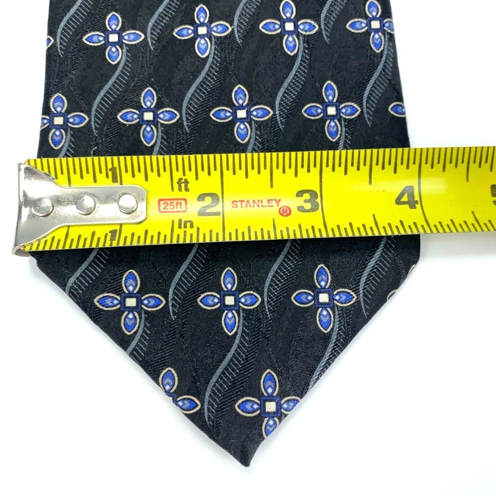 For Nordstrom By JZ Richards Black Blue Gray Geometric Floral Tie Men's Necktie - Picture 10 of 10